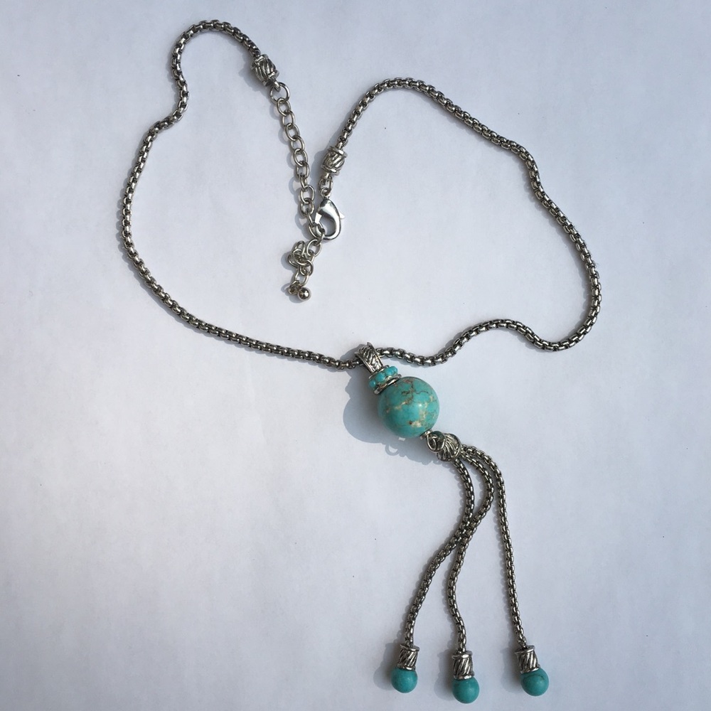 Dangling Necklace with Blue Accents